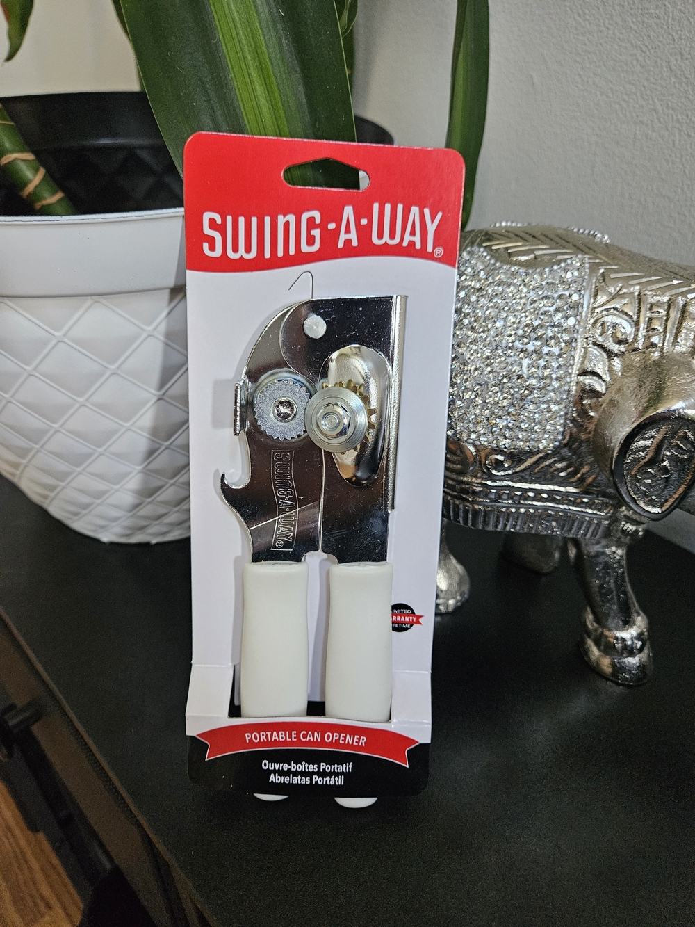 Swing A Way White Handle Portable Can Opener